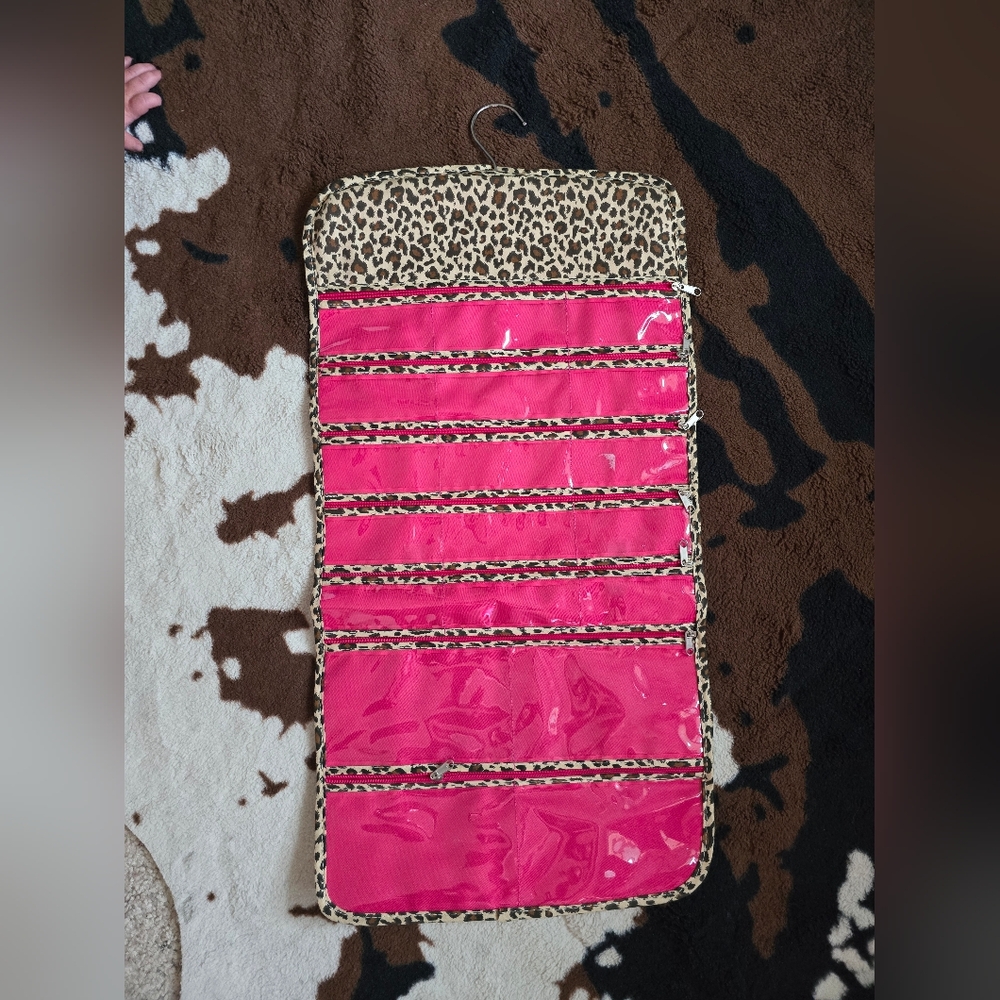 Pink and Leopard make up travel organizer